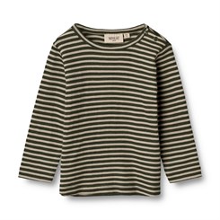 Wheat wool T-shirt LS - Green stripe